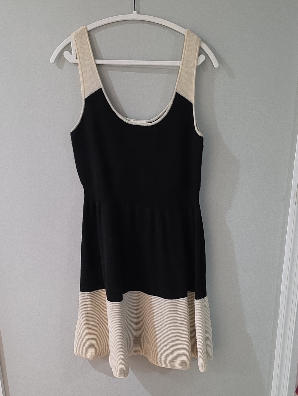 kate spade Black and Cream Sleeveless Knit Midi Dress